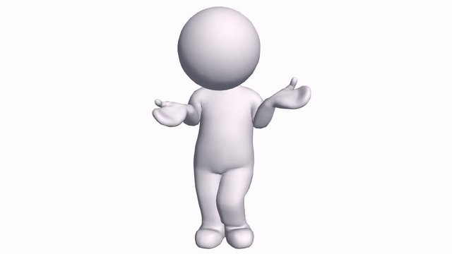 3D cartoon character have no idea & Helpless,comics people Can not help it.