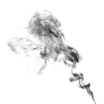 Swirl of white smoke on black background