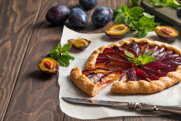 Homemade plum galette 
