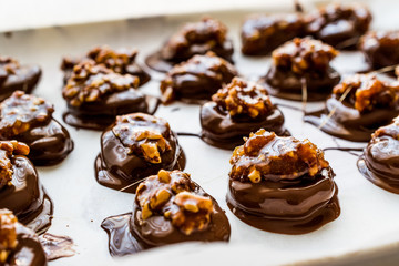 Praline Chocolate with walnut, almond, peanut or croquant