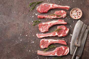 Raw lamb chops