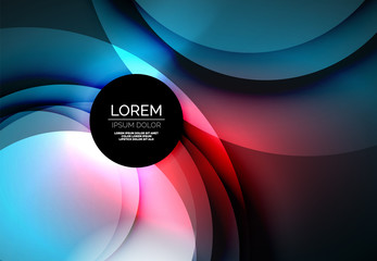 Digital illustration, glowing waves and circles