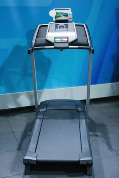 Modern treadmill in store