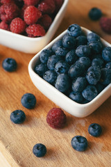 Blueberries and raspberries