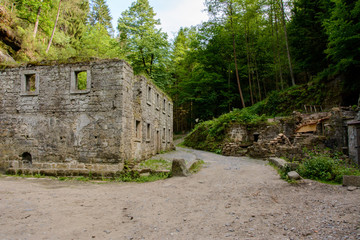 Medieval mill ruins Dolsky Mlyn in Bohemian Switzerland National Park