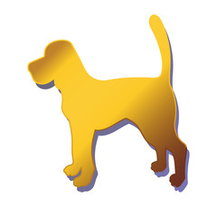 Silhouette of gold dog isolated on white background. Breed beagle.