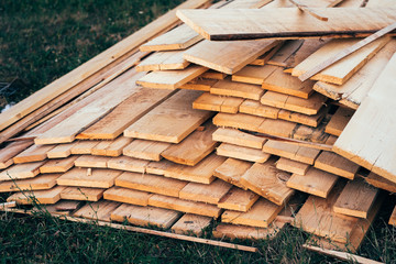 Stack of wooden planks