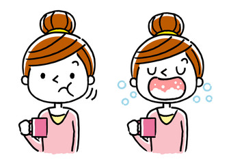女性：うがい
