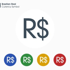 Brazilian Real sign icon.Money symbol. Vector illustration.
