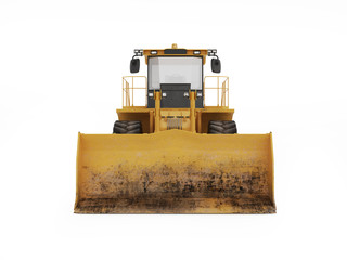Big yellow bulldozer. 3D rendering