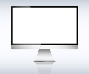 Realistic computer monitor with white screen