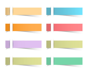 Sticky reminder notes realistic colored paper sheets office