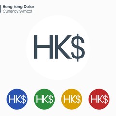 Hong Kong Dollar sign icon.Money symbol. Vector illustration.