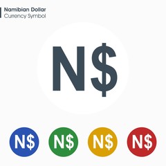 Namibian Dollar sign icon.Money symbol. Vector illustration.
