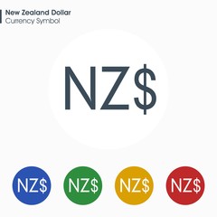 New Zealand Dollar sign icon.Money symbol. Vector illustration.