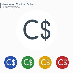 Nicaraguan Cordoba Dollar sign icon.Money symbol. Vector illustration.