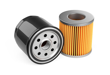 A set of new oil filters. Automobile spare part.