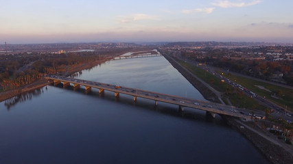 Fototapeta na wymiar Aerial View of Bridge over River