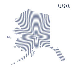 Vector abstract hatched map of State of Alaska with spiral lines isolated on a white background.