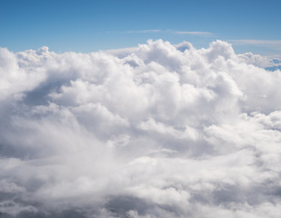 blue sky with the clouds from the plane view