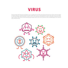 Cartoon virus character vector illustration on white background. Vector illustration of cells of microorganisms, viruses, DNA and RNA. Cells of different pathogens and viruses
