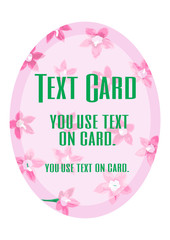 Egyptian star cluster flower card design. Green text in pink flower oval on white background is vector.