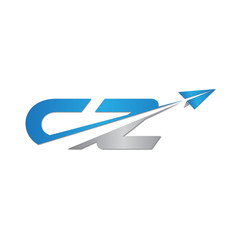 CZ initial letter logo origami paper plane