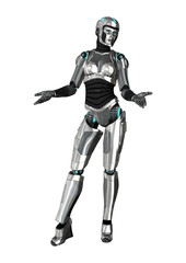 Fototapeta na wymiar 3D Rendering Female Cyborg on White