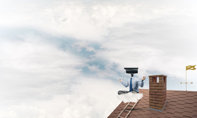 Concept of security and privacy protection with camera headed ma