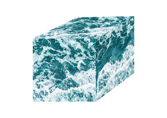 Sea wave cube on white background