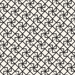 Fototapeta premium Vector Seamless Black And White Lines Pattern Abstract Background. Cross Shapes Geometric Tiling Ornament.