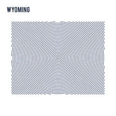 Vector abstract hatched map of State of Wyoming with spiral lines isolated on a white background.
