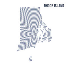 Vector abstract hatched map of State of Rhode Island with spiral lines isolated on a white background.
