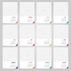 Vector of All year 2018 new year clean simple style calendar,Template mock up for adding your photo or design