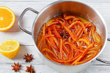 candied peels strips of orange and lemon