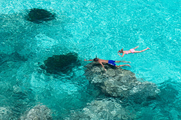 Two snorkelers at the Mediterranean coast - 6226 