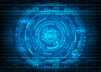 Abstract technology Malware Ransomware virus encrypted files on binary code and gear blue background. Vector illustration cybercrime and cyber security concept.