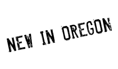 New In Oregon rubber stamp. Grunge design with dust scratches. Effects can be easily removed for a clean, crisp look. Color is easily changed.
