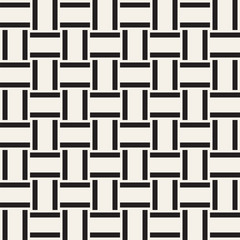 Crosshatch vector seamless geometric pattern. Crossed graphic rectangles background. Checkered motif. Seamless black and white texture of crosshatched lines. Trellis simple fabric print.