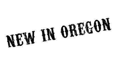 New In Oregon rubber stamp. Grunge design with dust scratches. Effects can be easily removed for a clean, crisp look. Color is easily changed.