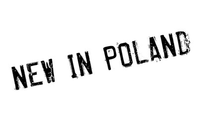 New In Poland rubber stamp. Grunge design with dust scratches. Effects can be easily removed for a clean, crisp look. Color is easily changed.