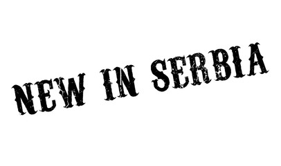 New In Serbia rubber stamp. Grunge design with dust scratches. Effects can be easily removed for a clean, crisp look. Color is easily changed.
