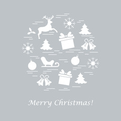 Vector illustration of different new year and christmas symbols.