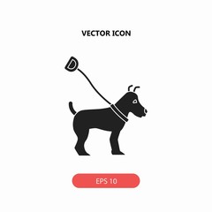 dog on leash lead vector icon