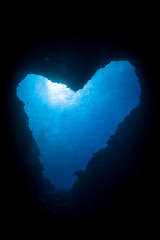 Heart Shaped Hole in Underwater