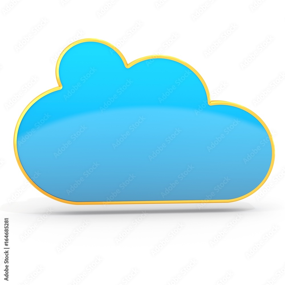 Poster 3d golden cloud computing floating