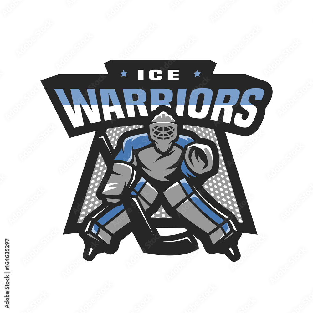 Wall mural hockey goalkeeper logo, emblem.