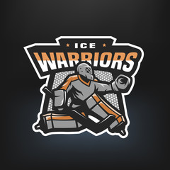 Hockey goalkeeper emblem.