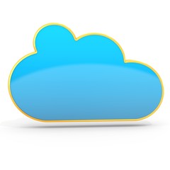 3d golden cloud computing floating