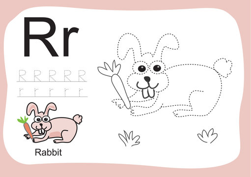 A to z, alphabet tracing worksheets,cartoon coloring book for kids, animal drawing free hand practice for pre school student. Ready for print paper ratio vector art. Letter ABC.